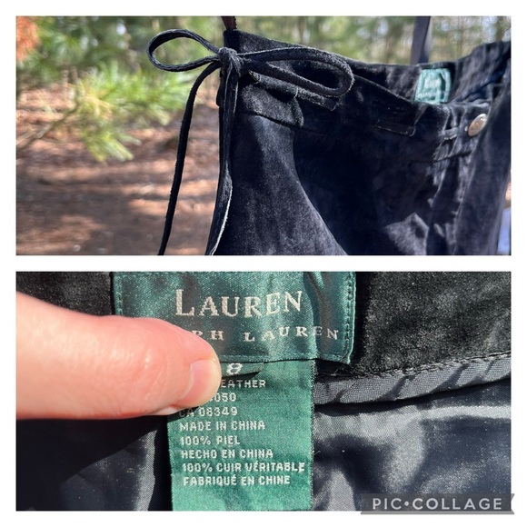 90s Lauren Ralph Lauren Leather Suede Lace-Up Pants - Picture 6 of 15